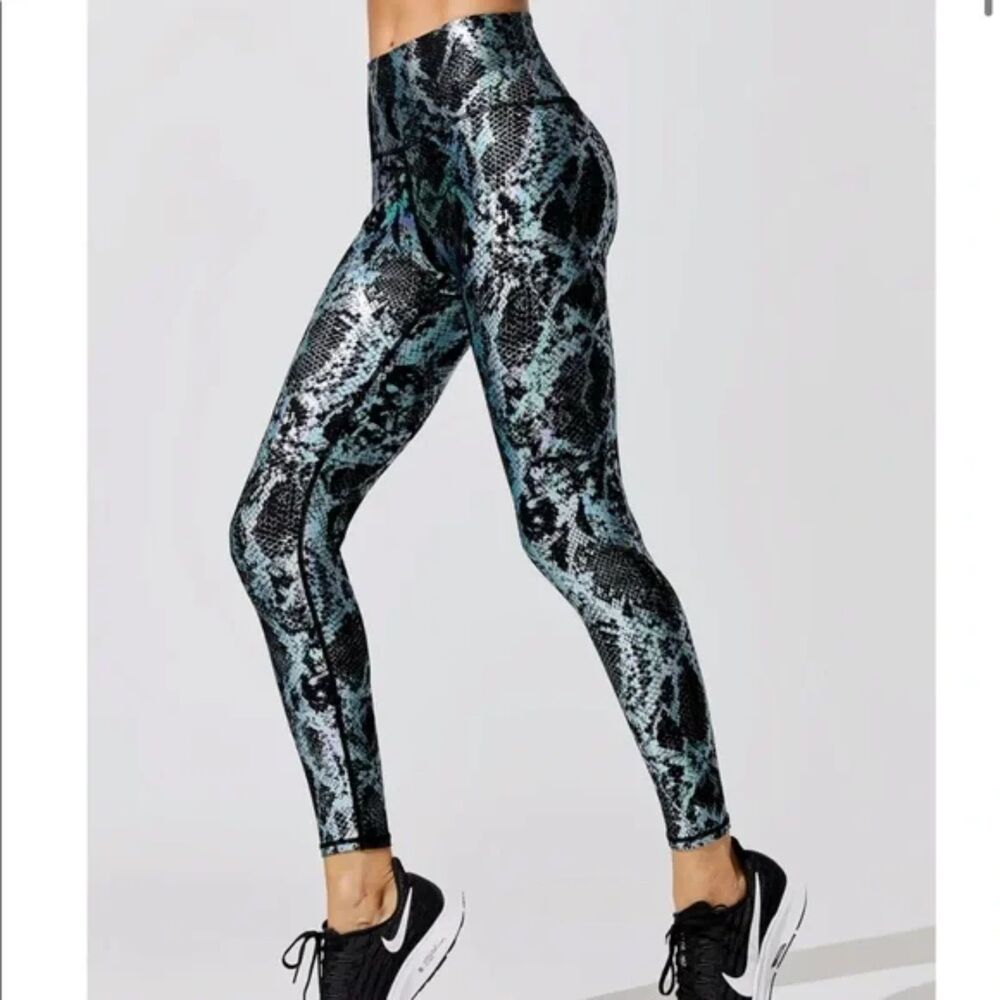 Carbon38 Metallic Snake Print Set Hi-Rise Leggings - image 1